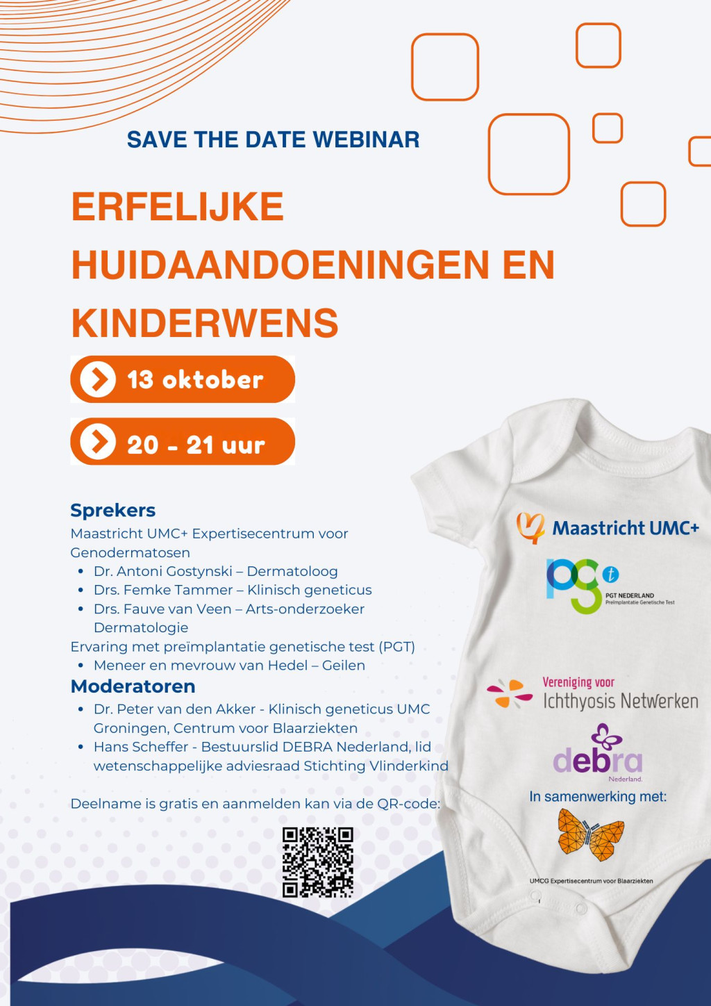 Flyer webinar Erfelijke huidaandoeningen en kinderwens