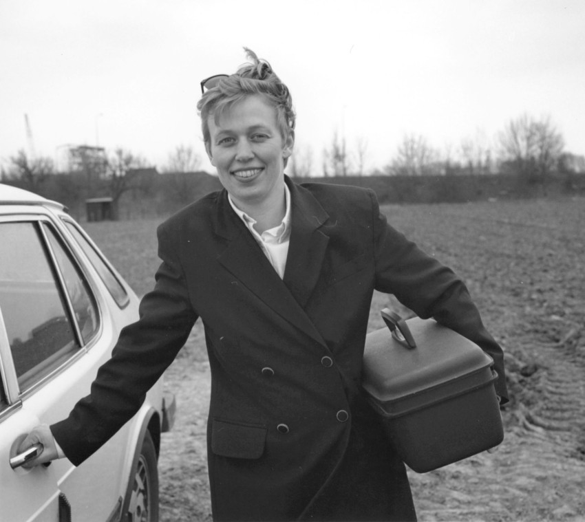 genetisch consulent op werkbezoek in 1992